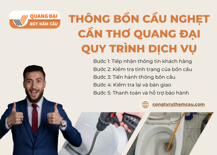 Quy trình triển khai dịch vụ thông bồn cầu Cần Thơ trọn gói tại Quang Đại
